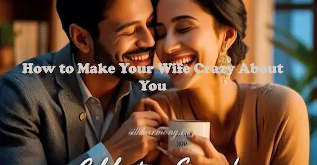 A smiling couple sharing a coffee mug together at night, with lit candles nearby